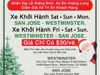 Chỉ $30/vé - Xe Đò Hoàng Long tri ân khách hàng dịp Lễ Giáng Sinh